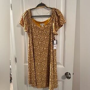 Robbie Bee Yellow Print Dress 1X